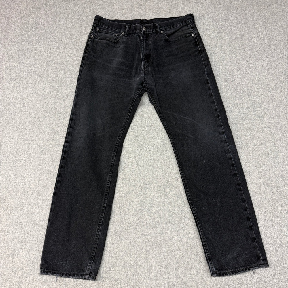 Levi's Straight Leg Denim Jeans 36x32 Black Faded 5-Pocket Casual Pants 1936